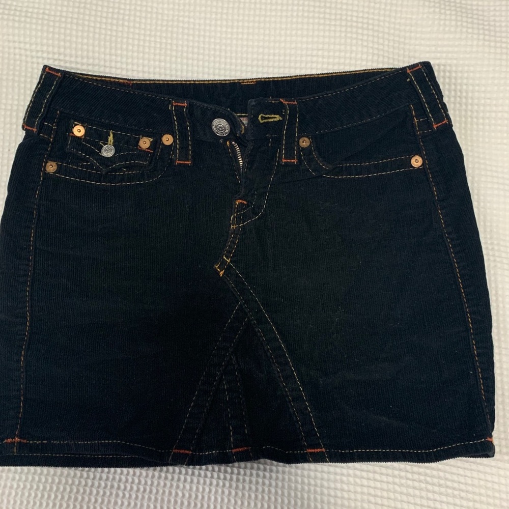 True religion black corduroy mini skirt 27